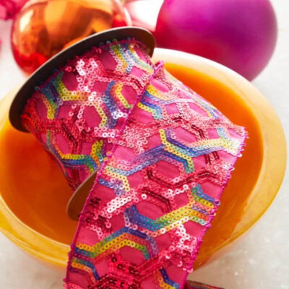 D. Stevens Sheer Sequined Ribbon, 4"W x 10 Yards